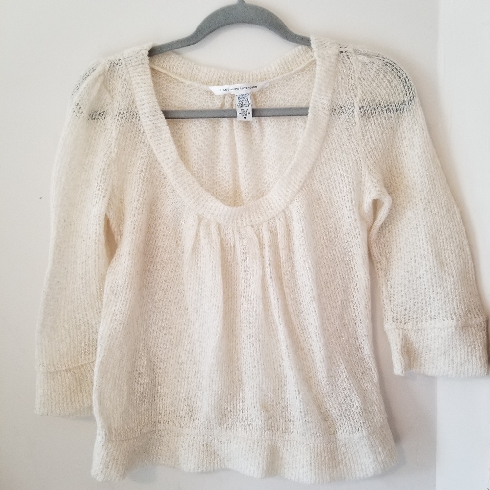 Diane Von Furstenberg Cream Knit Top